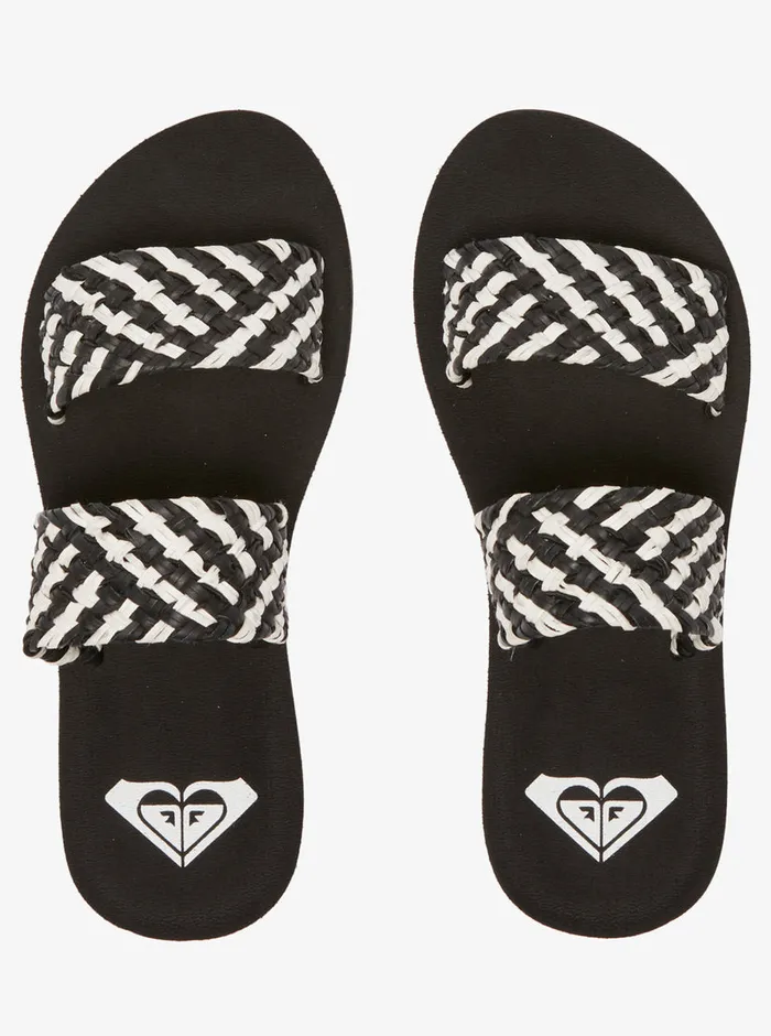 Roxy Sandals Porto Slide Slider Sandals Blackwhite 8211 Womens