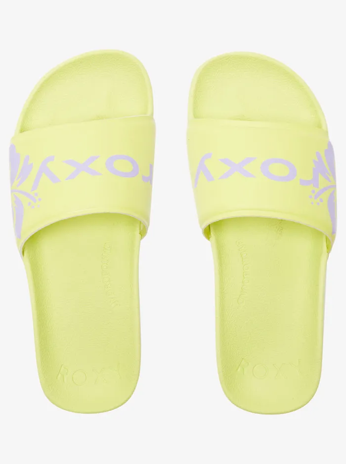Roxy Sandals SurfKindKate Slippy Sandals Neon Yellow 8211 Womens