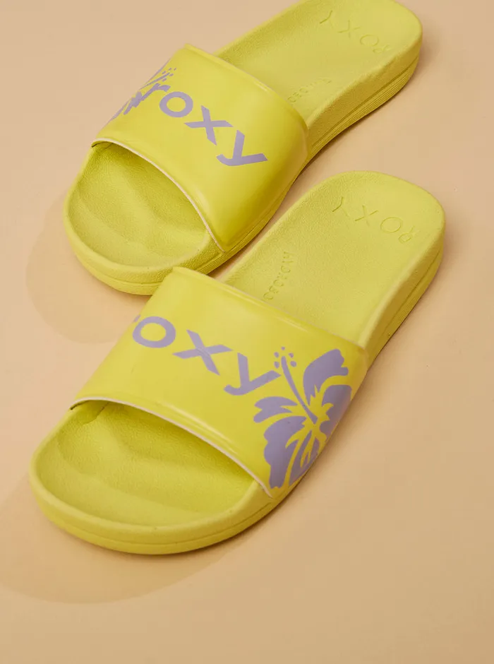 Roxy Sandals SurfKindKate Slippy Sandals Neon Yellow 8211 Womens
