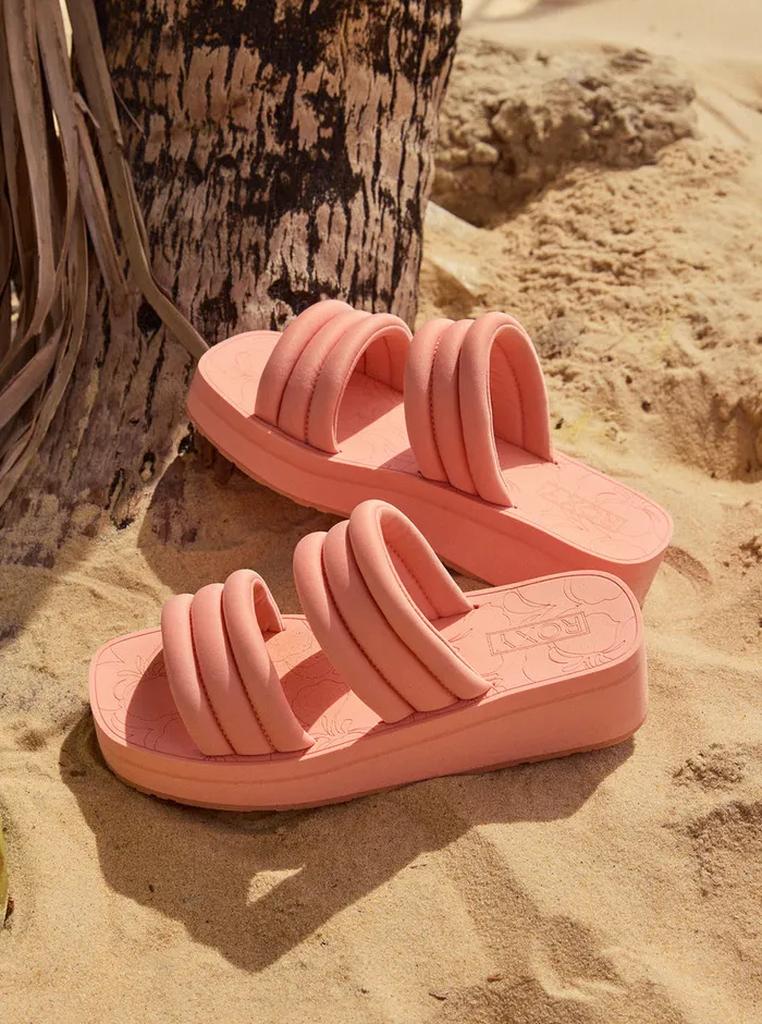 Roxy Sandals Totally Tubular Slide Sandals Peaches 8211 Womens