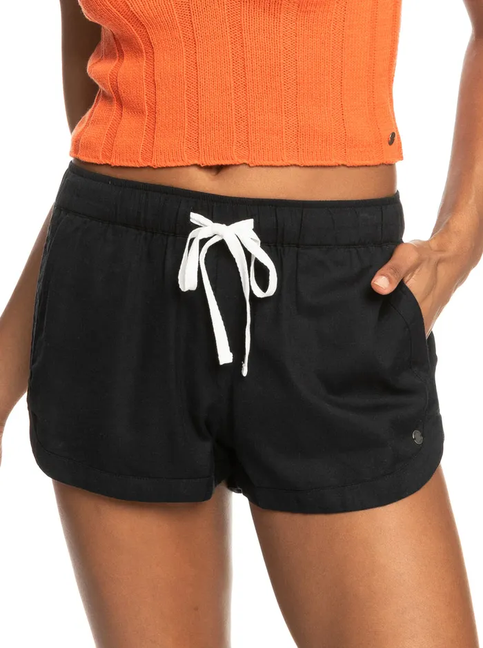 Roxy Shorts New Impossible Love Elastic Waist Shorts True Black 8211 Womens