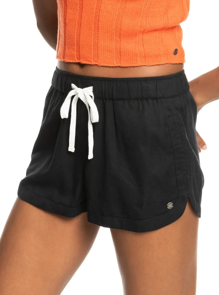Roxy Shorts New Impossible Love Elastic Waist Shorts True Black 8211 Womens