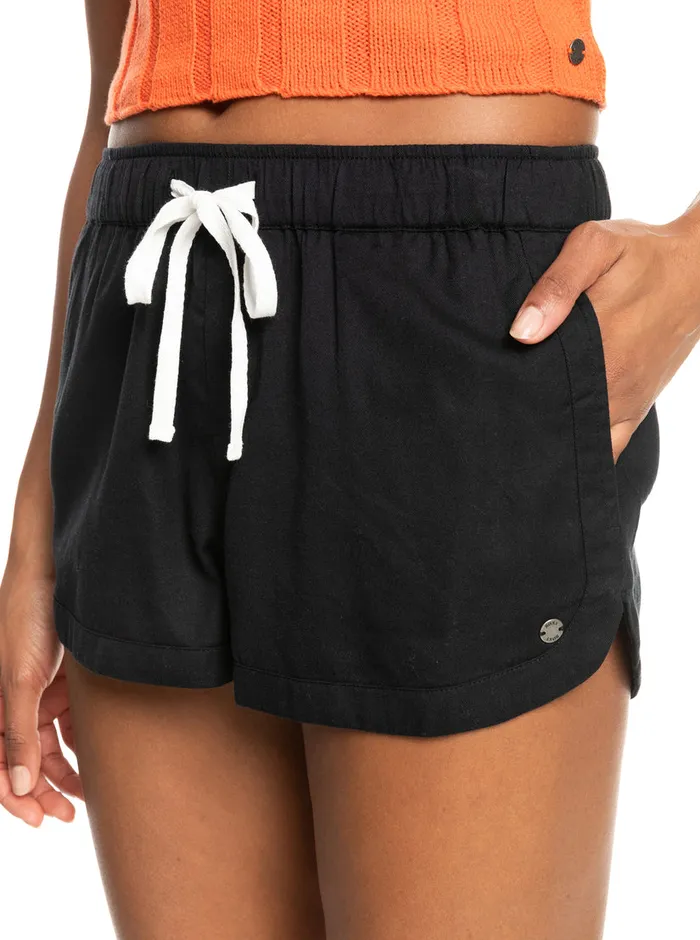 Roxy Shorts New Impossible Love Elastic Waist Shorts True Black 8211 Womens