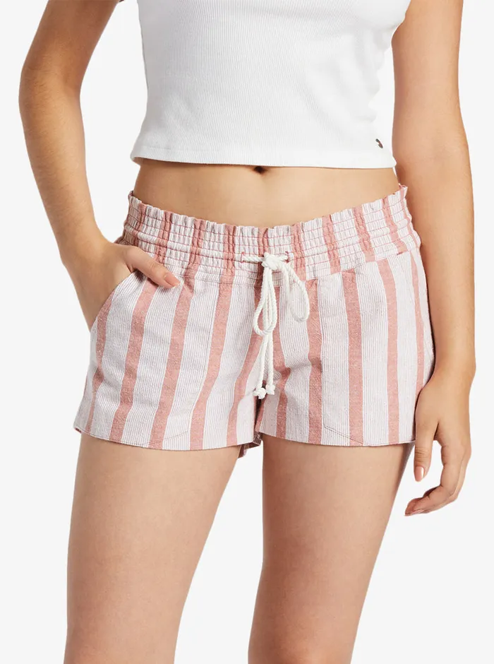 Roxy Shorts Oceanside Elastic Waist Shorts Cedar Wood Bonzer Bico Stripe 8211 Womens Roxy Shorts Oceanside Elastic Waist Shorts Cedar Wood Bonzer Bico Stripe 8211 Womens