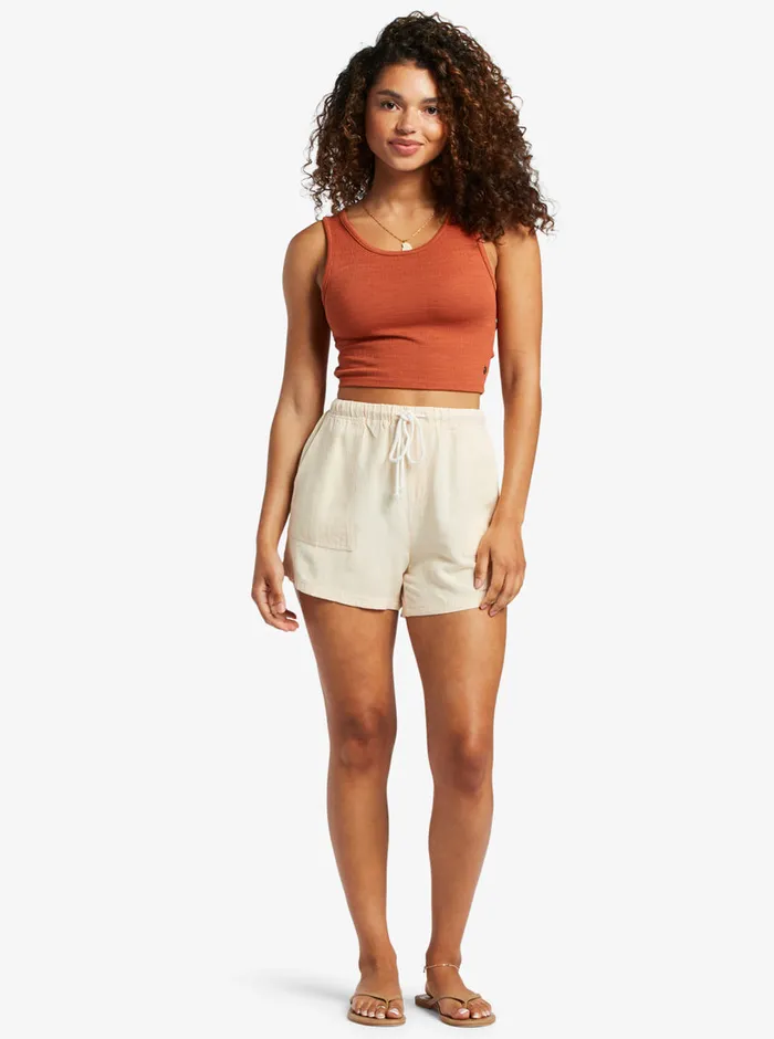 Roxy Shorts Sand And Sea Elastic Waist Shorts Beige 8211 Womens