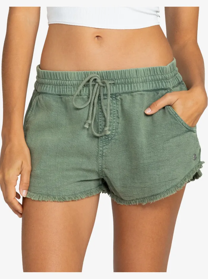 Roxy Shorts Scenic Route Elastic Waist Shorts Agave Green 8211 Womens
