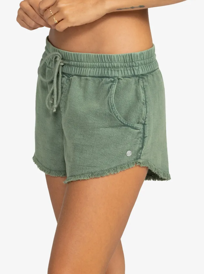 Roxy Shorts Scenic Route Elastic Waist Shorts Agave Green 8211 Womens