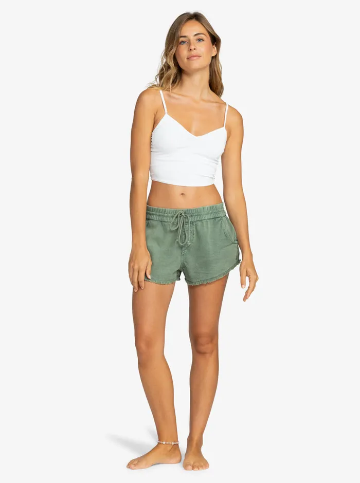 Roxy Shorts Scenic Route Elastic Waist Shorts Agave Green 8211 Womens