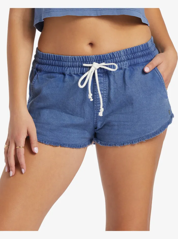 Roxy Shorts Scenic Route Elastic Waist Shorts Bijou Blue 8211 Womens