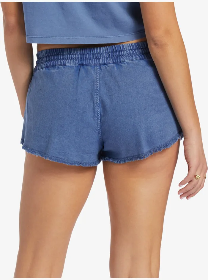 Roxy Shorts Scenic Route Elastic Waist Shorts Bijou Blue 8211 Womens