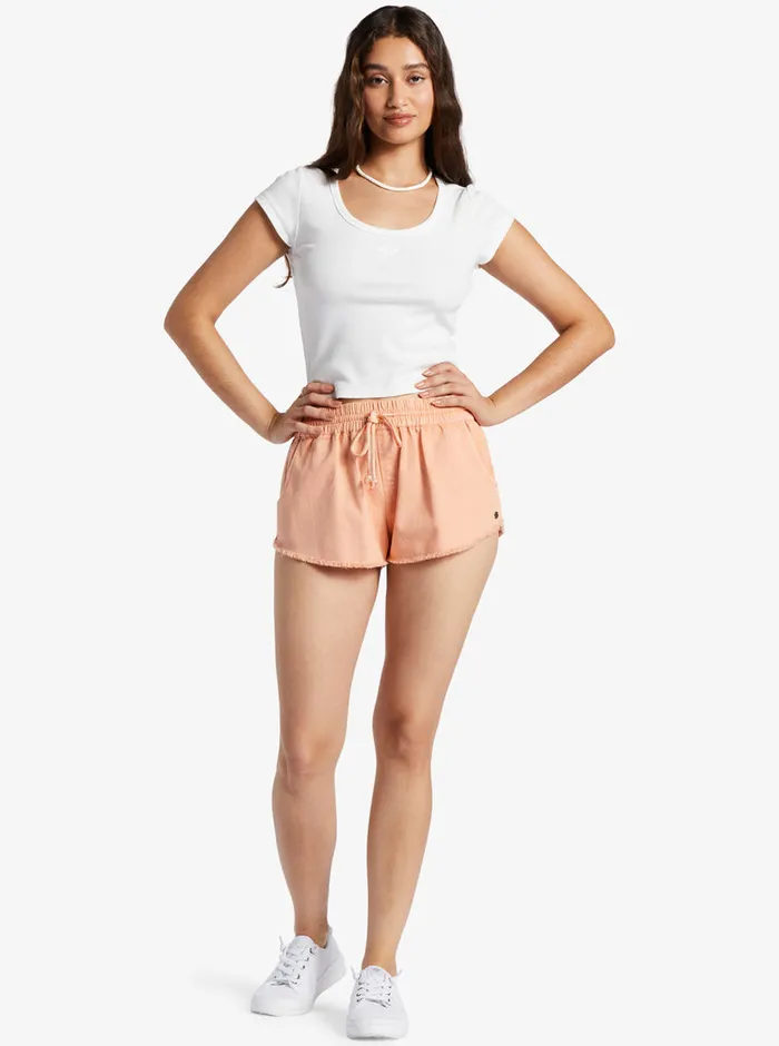 Roxy Shorts Scenic Route Elastic Waist Shorts Dusty Coral 8211 Womens