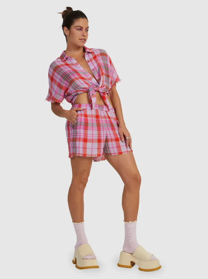 Roxy Shorts Tartan Times Shorts Tartan Times Mimis Lilac 8211 Womens