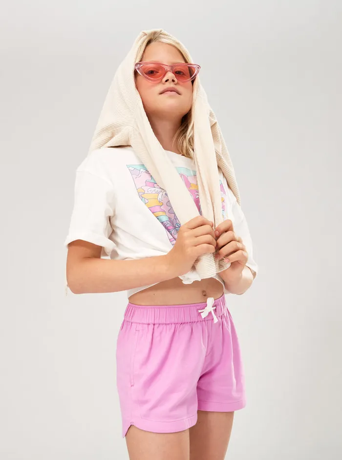 Roxy Skirts and Shorts 416 Una Mattina Elastic Waist Shorts Opera Mauve 8211 Girls
