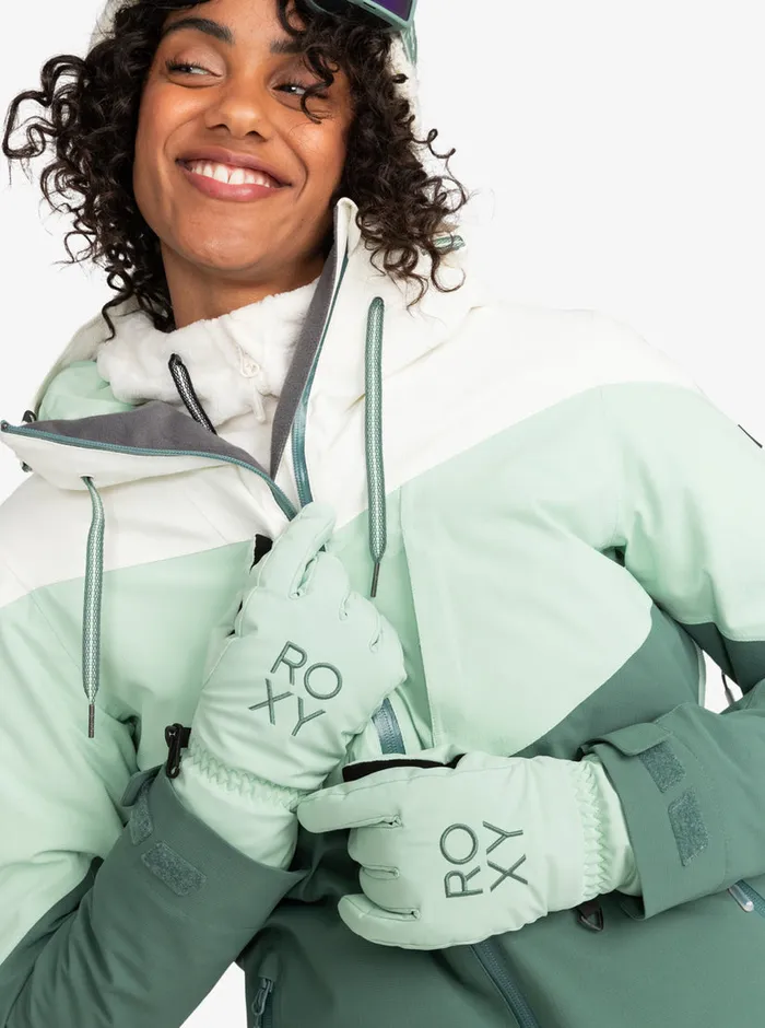 Roxy Snow Accessories Freshfield Technical SnowboardSki Gloves Cameo Green 8211 Womens