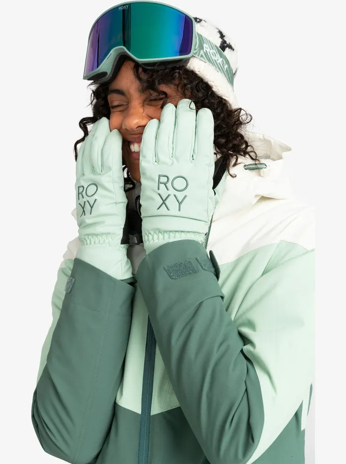 Roxy Snow Accessories Freshfield Technical SnowboardSki Gloves Cameo Green 8211 Womens