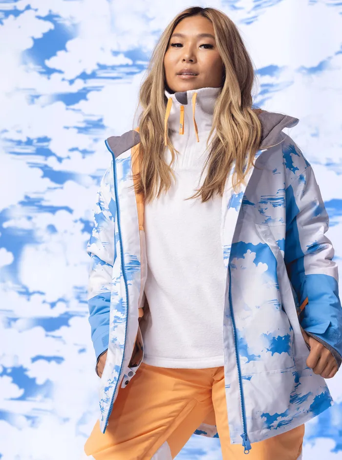 Roxy Snow Jackets Chloe Kim Technical Snow Jacket Azure Blue Clouds 8211 Womens