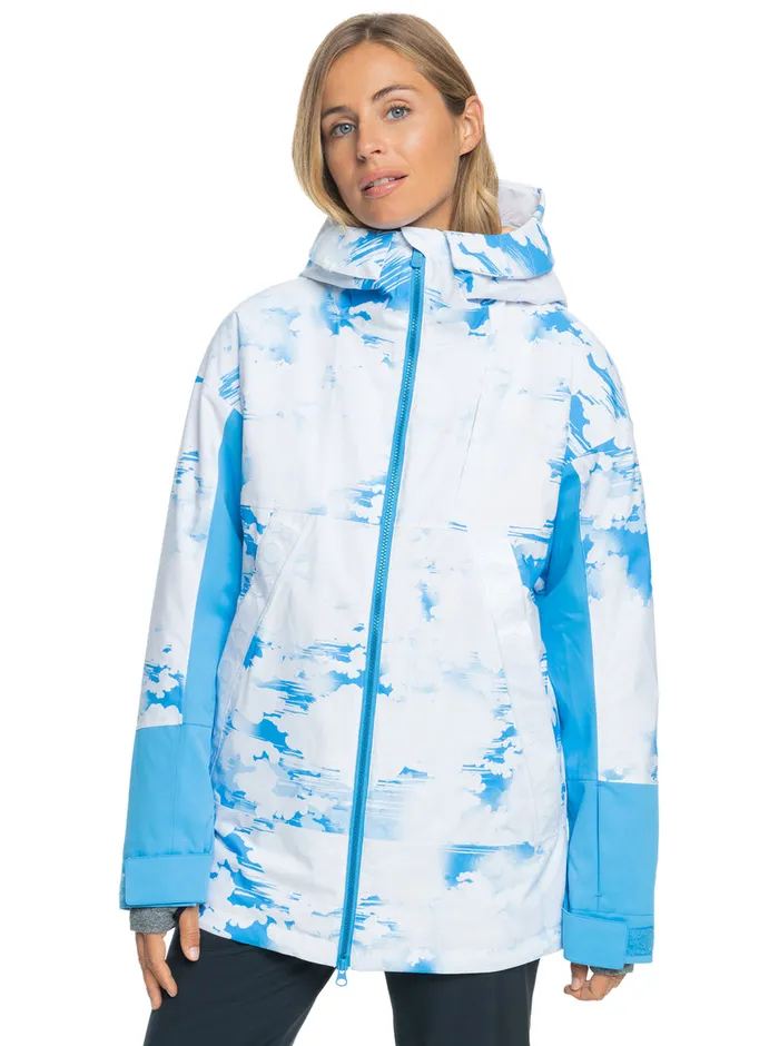 Roxy Snow Jackets Chloe Kim Technical Snow Jacket Azure Blue Clouds 8211 Womens