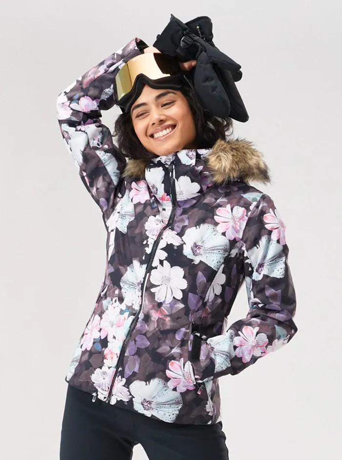 Roxy Snow Jackets Jet Ski Technical Snow Jacket True Black Blurry Flower 8211 Womens Roxy Snow Jackets Jet Ski Technical Snow Jacket True Black Blurry Flower 8211 Womens
