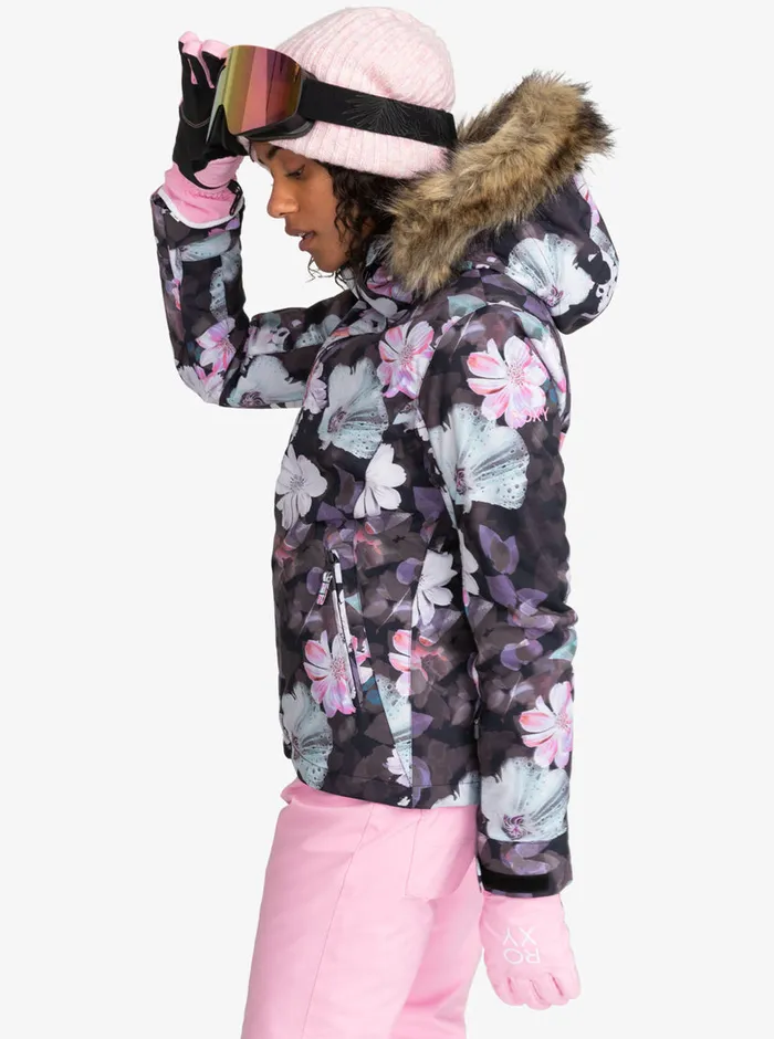 Roxy Snow Jackets Jet Ski Technical Snow Jacket True Black Blurry Flower 8211 Womens