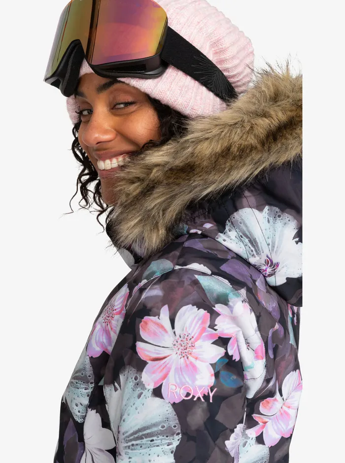 Roxy Snow Jackets Jet Ski Technical Snow Jacket True Black Blurry Flower 8211 Womens