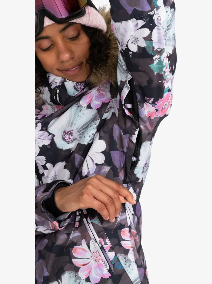 Roxy Snow Jackets Jet Ski Technical Snow Jacket True Black Blurry Flower 8211 Womens