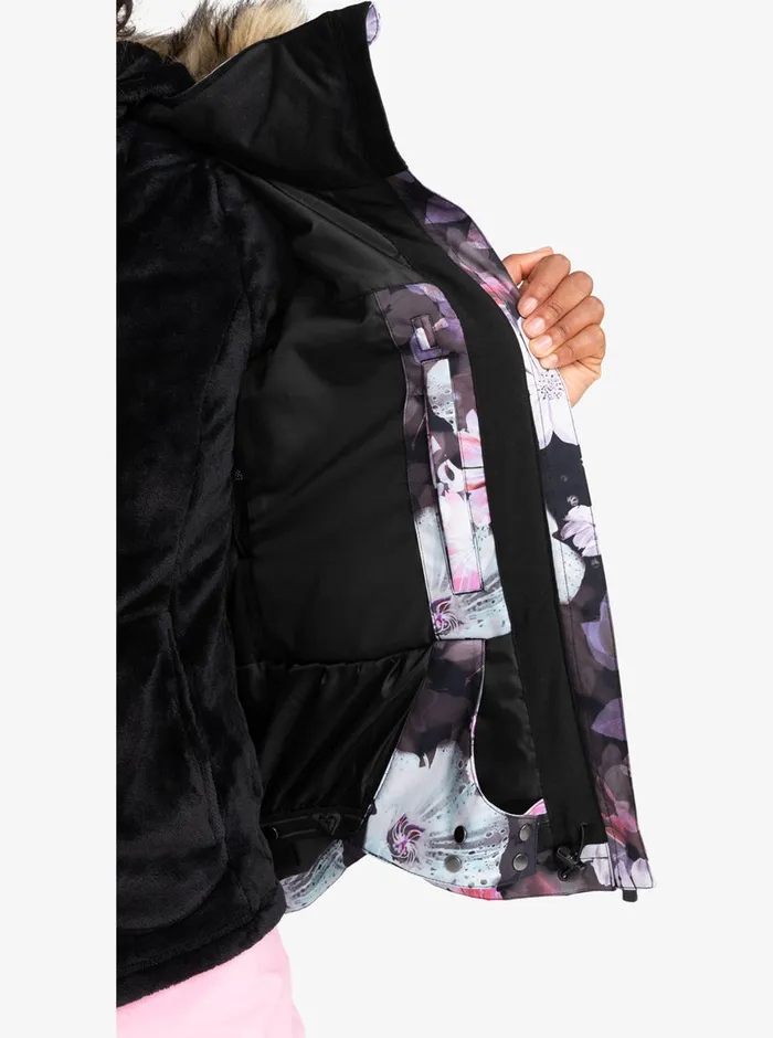 Roxy Snow Jackets Jet Ski Technical Snow Jacket True Black Blurry Flower 8211 Womens