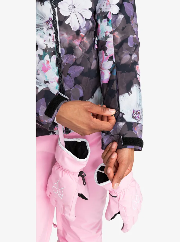 Roxy Snow Jackets Jet Ski Technical Snow Jacket True Black Blurry Flower 8211 Womens