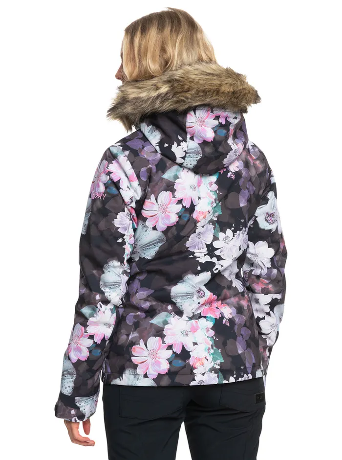Roxy Snow Jackets Jet Ski Technical Snow Jacket True Black Blurry Flower 8211 Womens