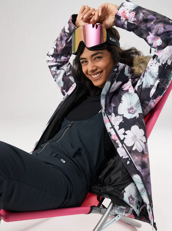 Roxy Snow Jackets Jet Ski Technical Snow Jacket True Black Blurry Flower 8211 Womens