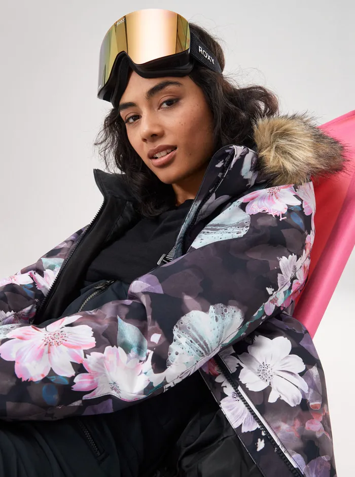 Roxy Snow Jackets Jet Ski Technical Snow Jacket True Black Blurry Flower 8211 Womens