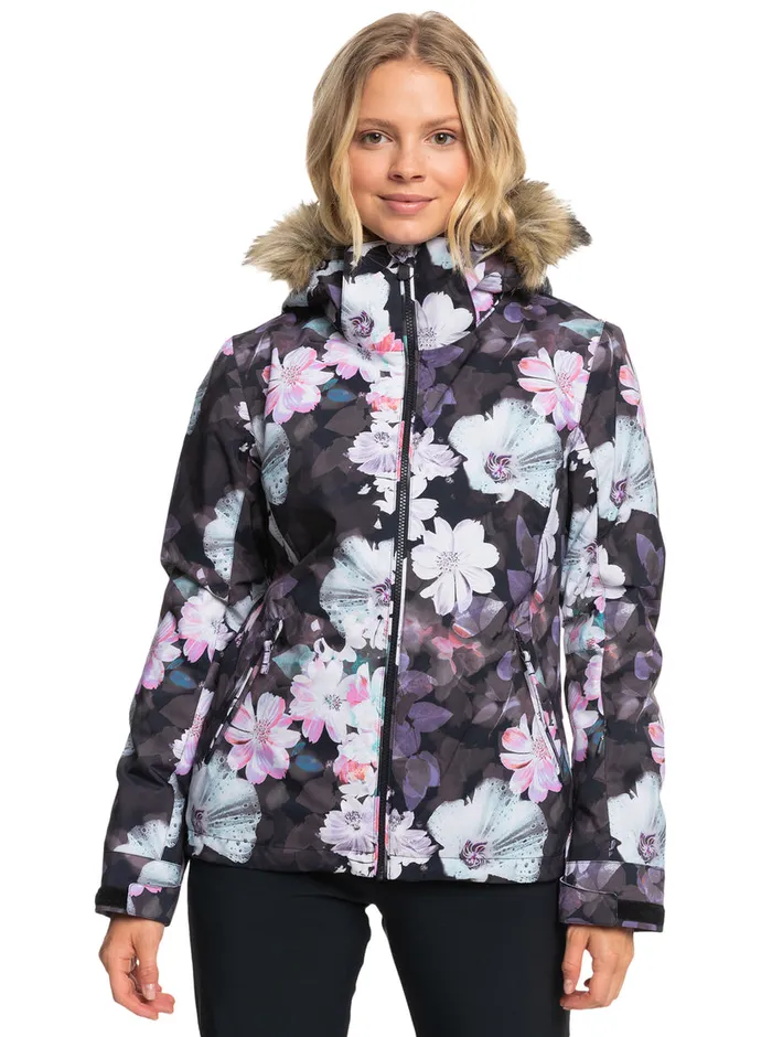 Roxy Snow Jackets Jet Ski Technical Snow Jacket True Black Blurry Flower 8211 Womens