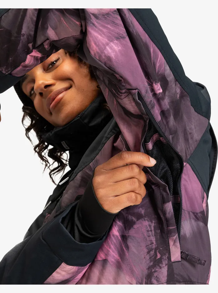 Roxy Snow Jackets Presence Parka Technical Snow Jacket True Black Pansy Pansy 8211 Womens