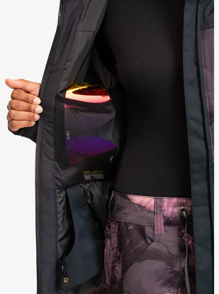 Roxy Snow Jackets Presence Parka Technical Snow Jacket True Black Pansy Pansy 8211 Womens