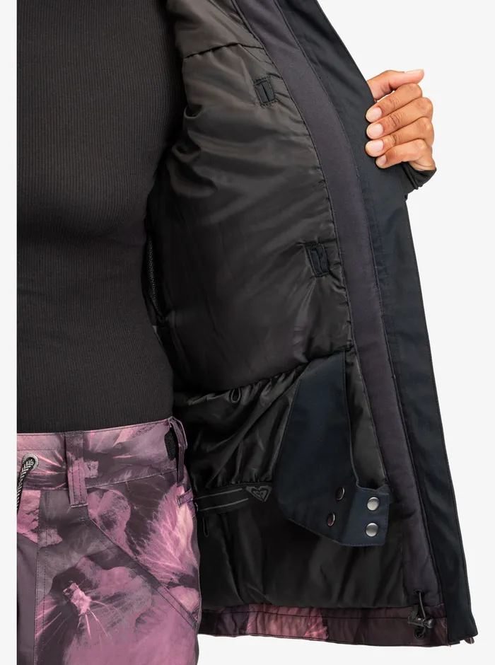 Roxy Snow Jackets Presence Parka Technical Snow Jacket True Black Pansy Pansy 8211 Womens