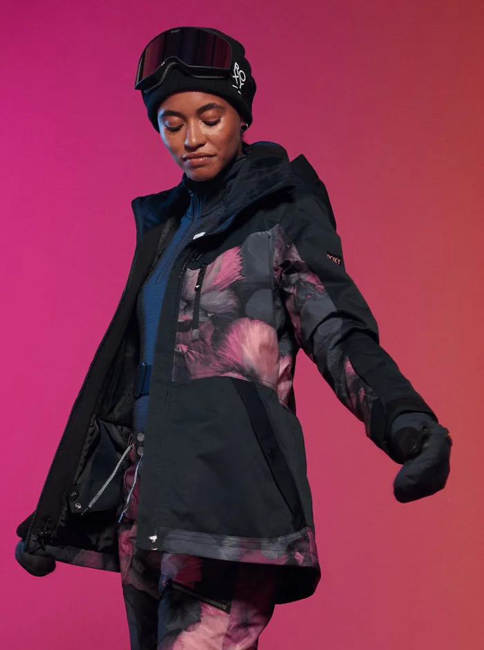 Roxy Snow Jackets Presence Parka Technical Snow Jacket True Black Pansy Pansy 8211 Womens