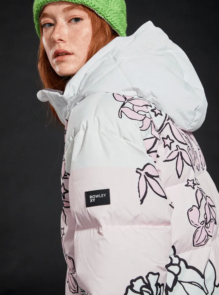 Roxy Snow Jackets X Rowley Puffer Technical Snow Jacket Bright White Laurel Floral 8211 Womens