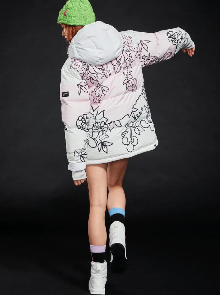 Roxy Snow Jackets X Rowley Puffer Technical Snow Jacket Bright White Laurel Floral 8211 Womens
