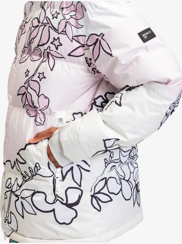 Roxy Snow Jackets X Rowley Puffer Technical Snow Jacket Bright White Laurel Floral 8211 Womens