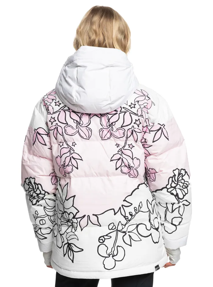 Roxy Snow Jackets X Rowley Puffer Technical Snow Jacket Bright White Laurel Floral 8211 Womens