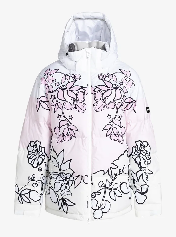 Roxy Snow Jackets X Rowley Puffer Technical Snow Jacket Bright White Laurel Floral 8211 Womens