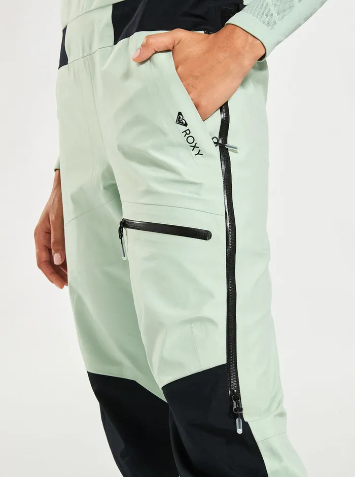 Roxy Snow Pants GORETEX Lunalite 3L Technical Snow Bib Pants Cameo Green 8211 Womens