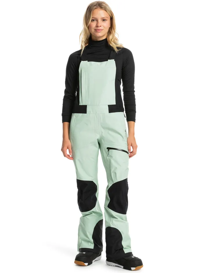 Roxy Snow Pants GORETEX Lunalite 3L Technical Snow Bib Pants Cameo Green 8211 Womens