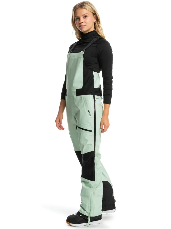 Roxy Snow Pants GORETEX Lunalite 3L Technical Snow Bib Pants Cameo Green 8211 Womens