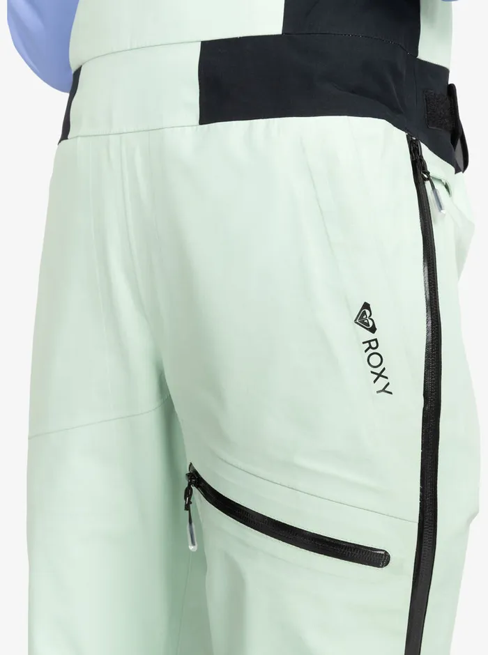 Roxy Snow Pants GORETEX Lunalite 3L Technical Snow Bib Pants Cameo Green 8211 Womens