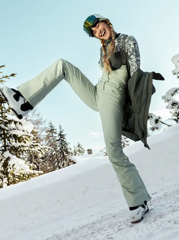 Roxy Snow Pants Summit Technical Snow Bib Pants Cameo Green 8211 Womens