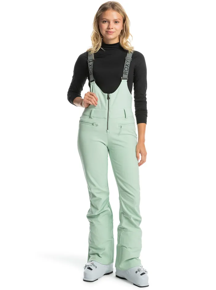 Roxy Snow Pants Summit Technical Snow Bib Pants Cameo Green 8211 Womens