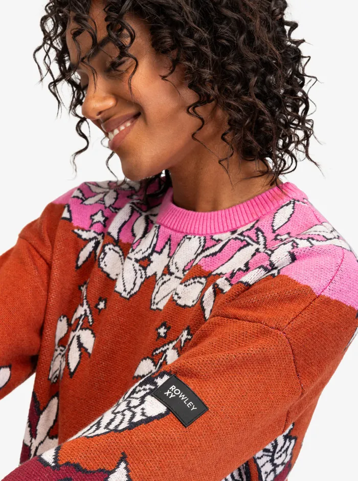 Roxy Sweaters ROWLEY X Technical Sweater Burnt Henna Laurel Floral 8211 Womens