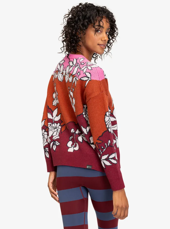 Roxy Sweaters ROWLEY X Technical Sweater Burnt Henna Laurel Floral 8211 Womens