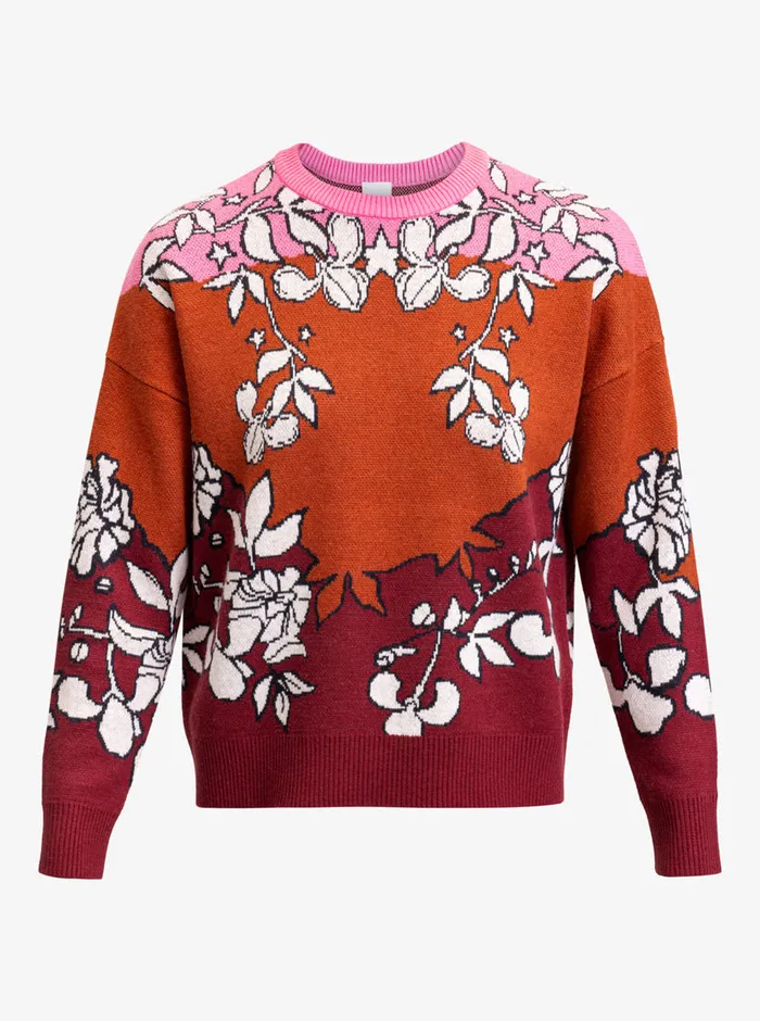 Roxy Sweaters ROWLEY X Technical Sweater Burnt Henna Laurel Floral 8211 Womens