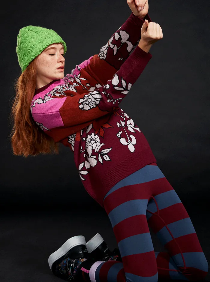 Roxy Sweaters ROWLEY X Technical Sweater Burnt Henna Laurel Floral 8211 Womens